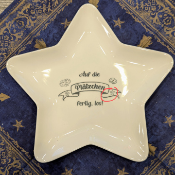 B-WARE !!! Deko Teller Stern - Auf die Plätzchen, fertig, los!