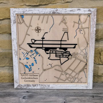 Stadtplan aus Holz - NATO Airbase Geilenkirchen 30x30cm