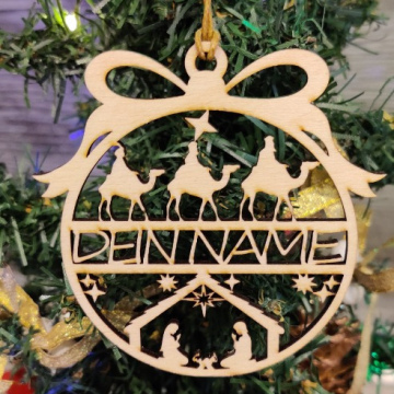 Personalisierter Weihnachtsbaumanhänger Krippe