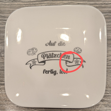 B-WARE !!! Kleiner Deko Teller - Auf die Plätzchen, fertig, los!